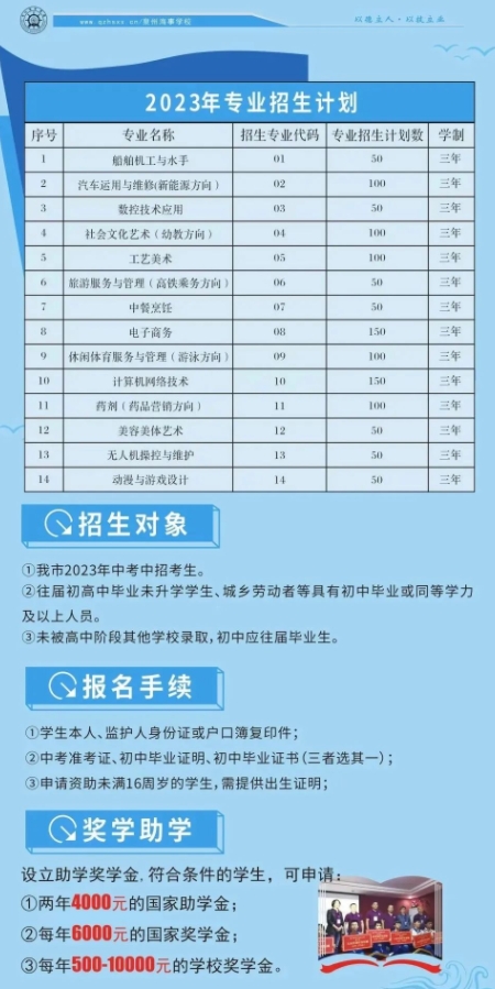 福建中職院校：泉州海事學(xué)校招生計劃